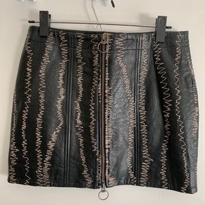 Edgy black leather free people skirt with zipper